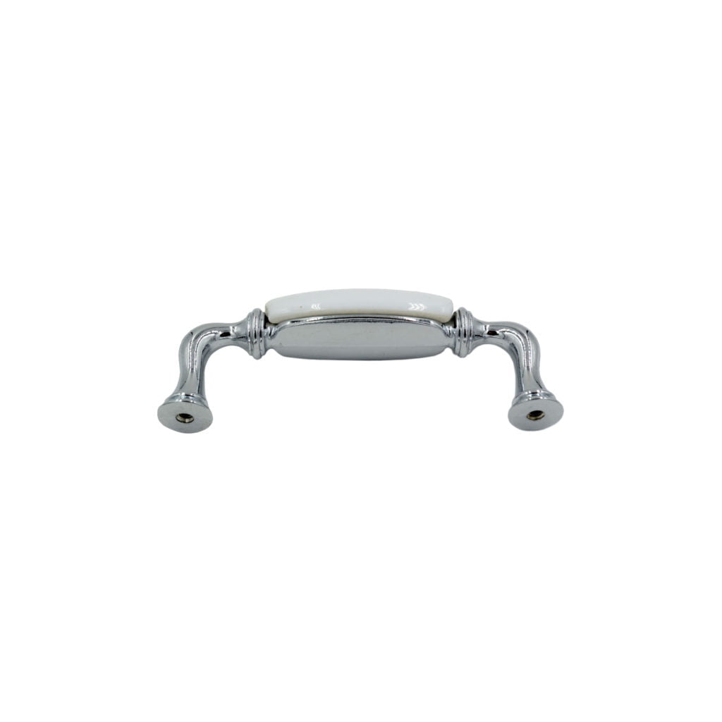 Kitchen handles chrome white Porcelain 96mm