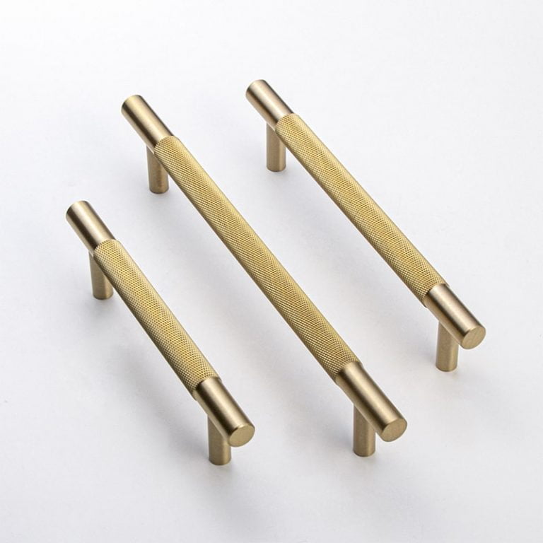 Kitchen Knurled handles solid Brass /aged antique brass Tallow Beach